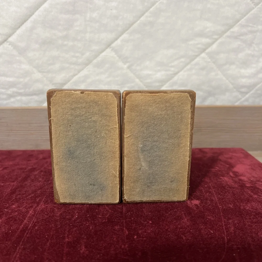 Vtg Terrier Dog Carved‎ Wood Bookends Made in Japan
